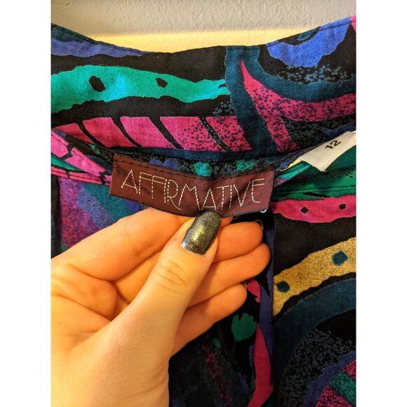 Vintage 80s High Waist Paisley Forest Fairy Whimsygoth Maxi Skirt Retro Sz 12 - Picture 9 of 10